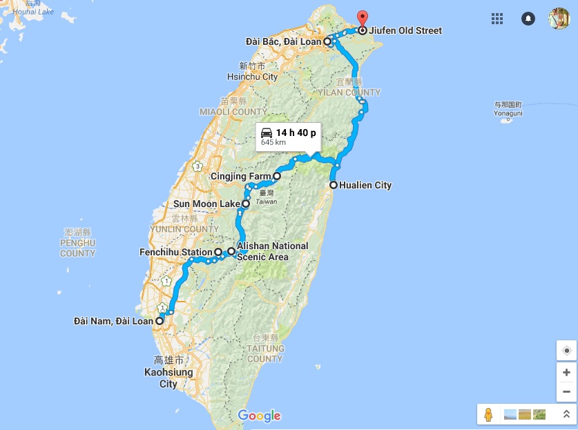 Lịch trình du lịch Đài Loan